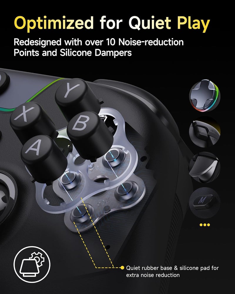 EasySMX X05Pro Wireless PC Controller – Quiet-Press Buttons, 2-Stage Impulse Triggers, 2 Programmable Buttons, Hall Joysticks, 1000mAh Battery, 1000Hz Polling Gaming Controller for PC/Switch/Android/iOS - Image 2